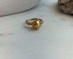 South sea deep golden ocean pearl Sterling silver daily office ring