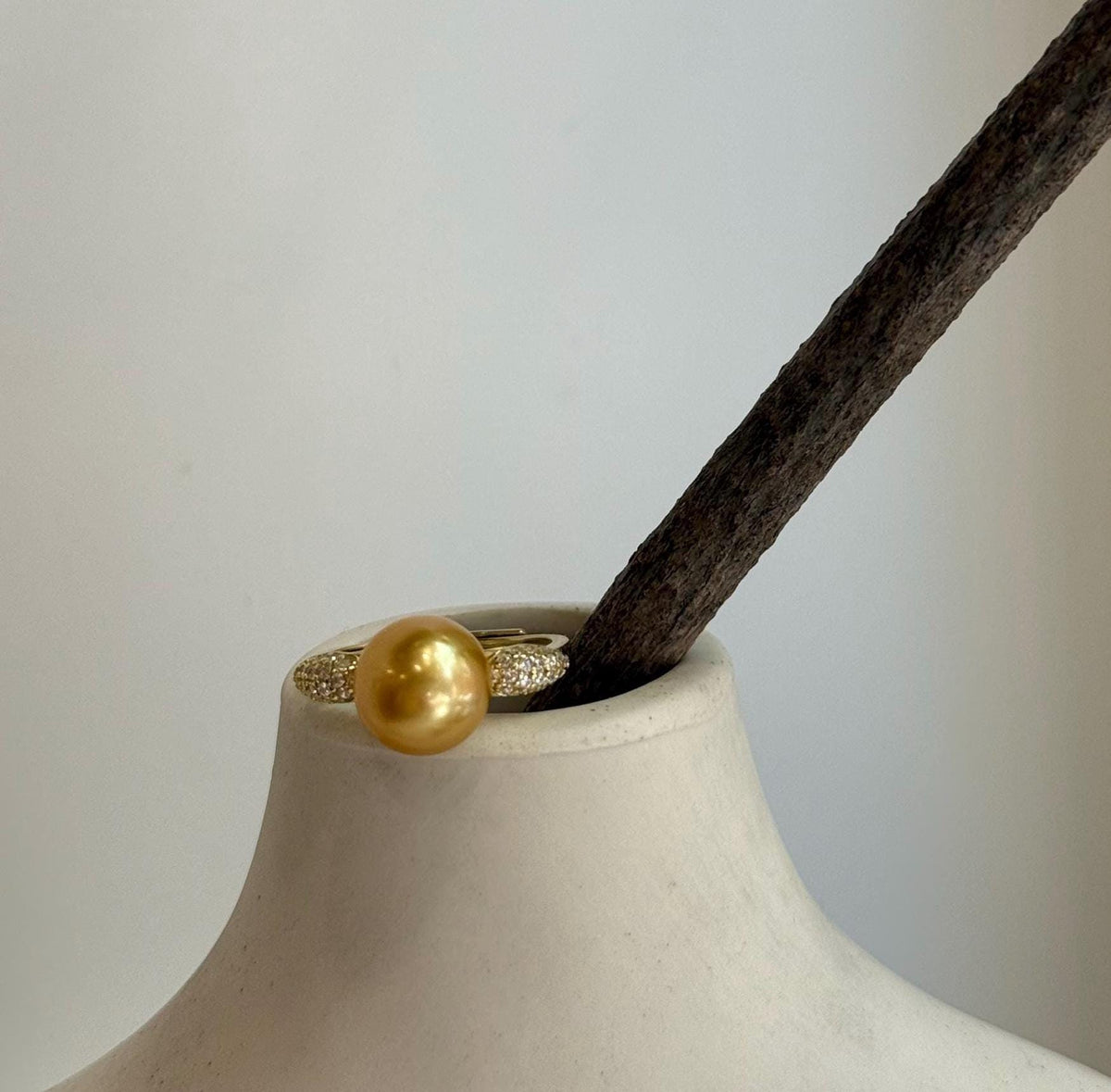 South sea deep golden ocean pearl Sterling silver daily office ring