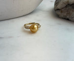 South sea deep golden ocean pearl Sterling silver daily office ring