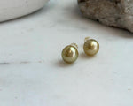 Elly’s 9.4mm Genius natural South sea Deep Tea Gold ocean Pearls Earrings studs: Extreme luster, S925 silver minimalist earrings studs.