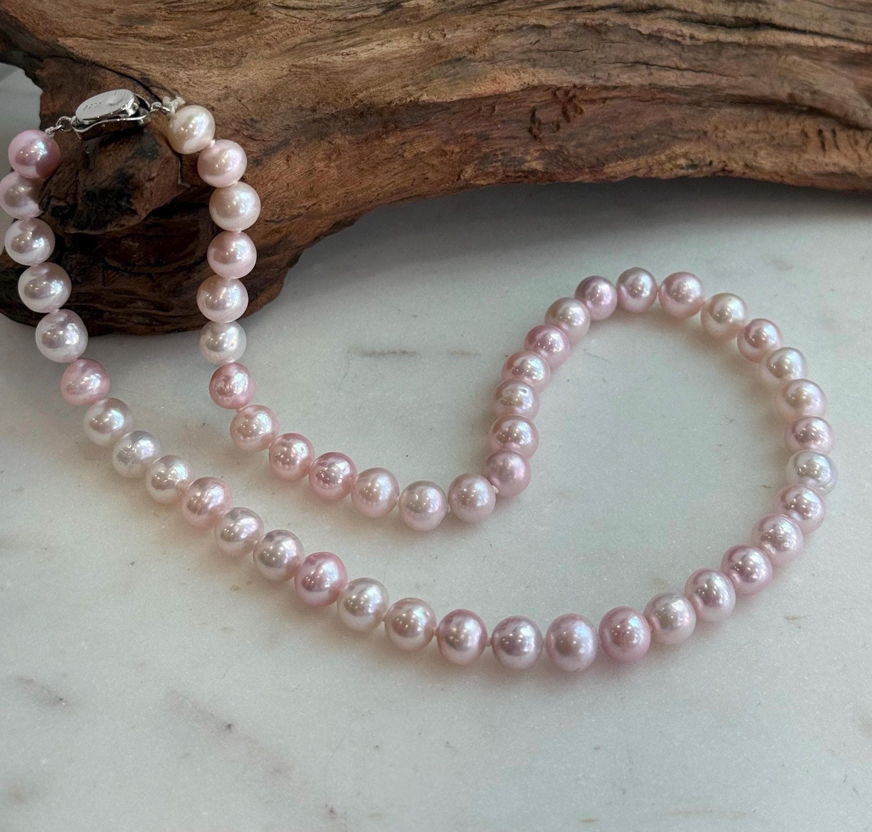Daily office pink pearls necklace strand for her