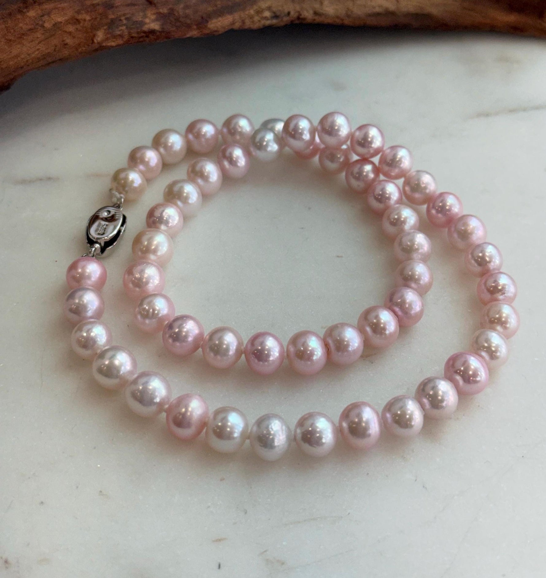 pink pearls necklace strand for her