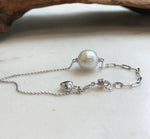Elly’s 12.7mm Australian Ocean white silver Pearl bracelet: Extreme luster, to 8.3”, S925 silver adjustable bracelet.