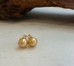 Elly’s 10.4mm Edison deep gold Pearls Earrings studs: Extreme luster Mirrored, 1.4cm high, S925 silver earrings studs.