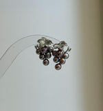 Elly’s 4.8-5.8mm Genius Freshwater purple Keshi Pearls Grape Earrings: Extreme luster mirrored, 1.4x2.2cm, S925 silver cool grape earrings.