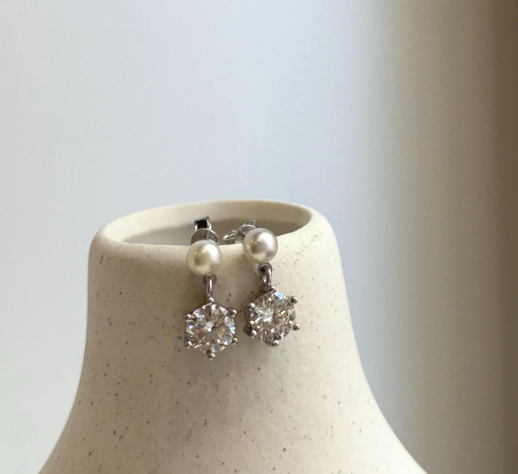 quality Moissanite ocean pearls earrings for her anniversary