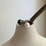Elly’s Double Tahitian ocean Edison pearls Ring: Extreme luster mirrored, 9-9.5mm , S925 silver adjustable minimalist Ring.