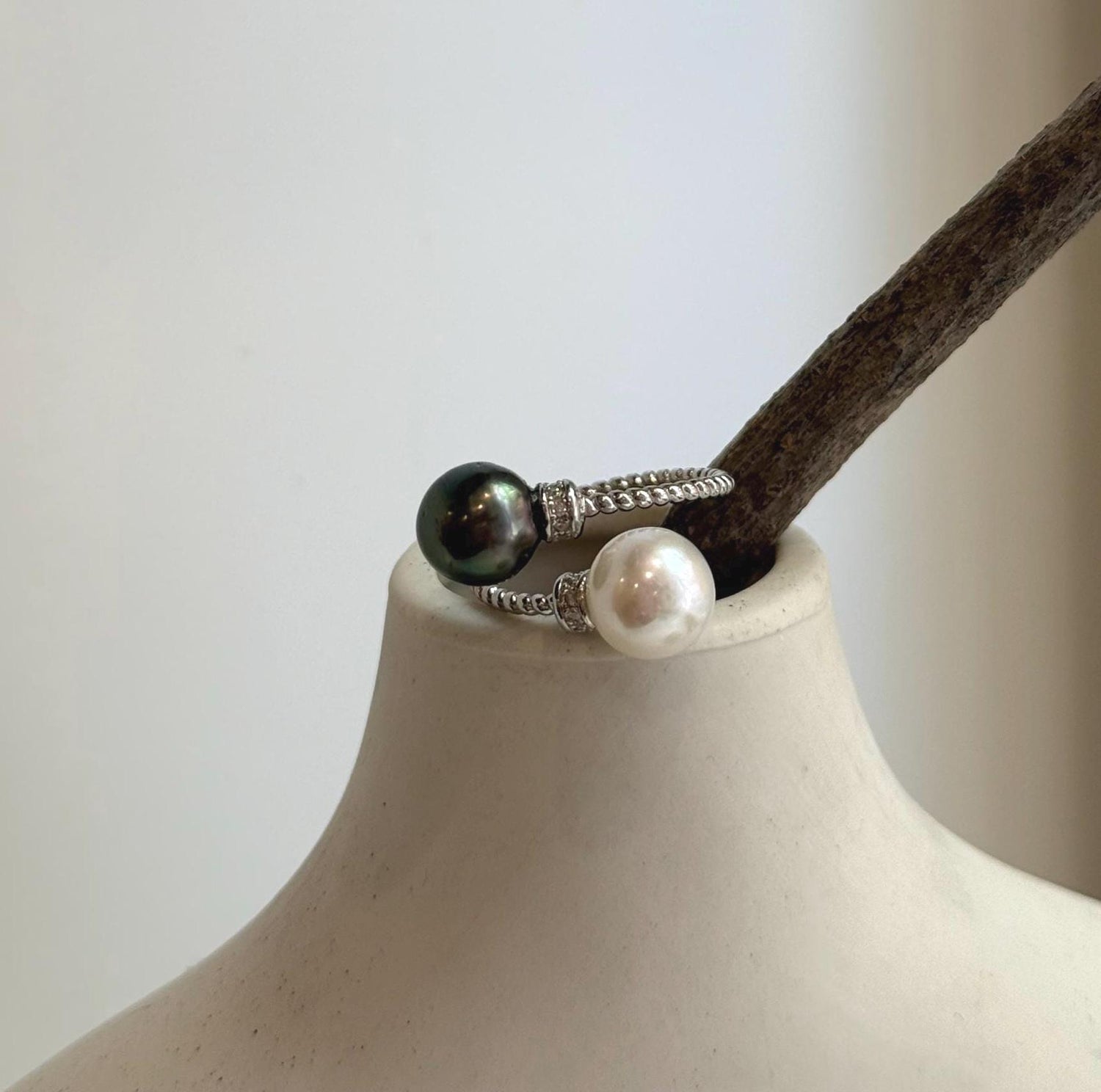 Elly’s Double Tahitian ocean Edison pearls Ring: Extreme luster mirrored, 9-9.5mm , S925 silver adjustable minimalist Ring.