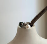 Elly’s Double Tahitian ocean Edison pearls Ring: Extreme luster mirrored, 9-9.5mm , S925 silver adjustable minimalist high quality daily price pearls Ring.