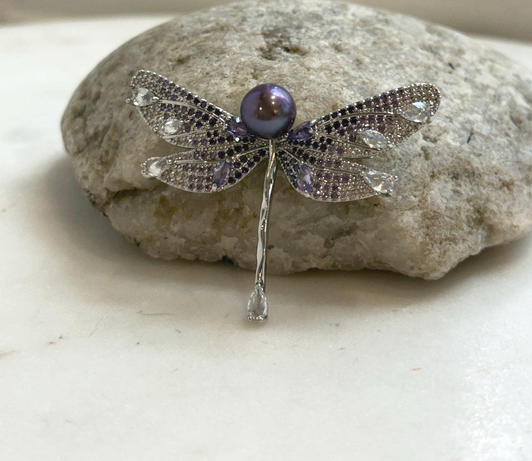 purple pearl cool fancy daily dragonfly brooch