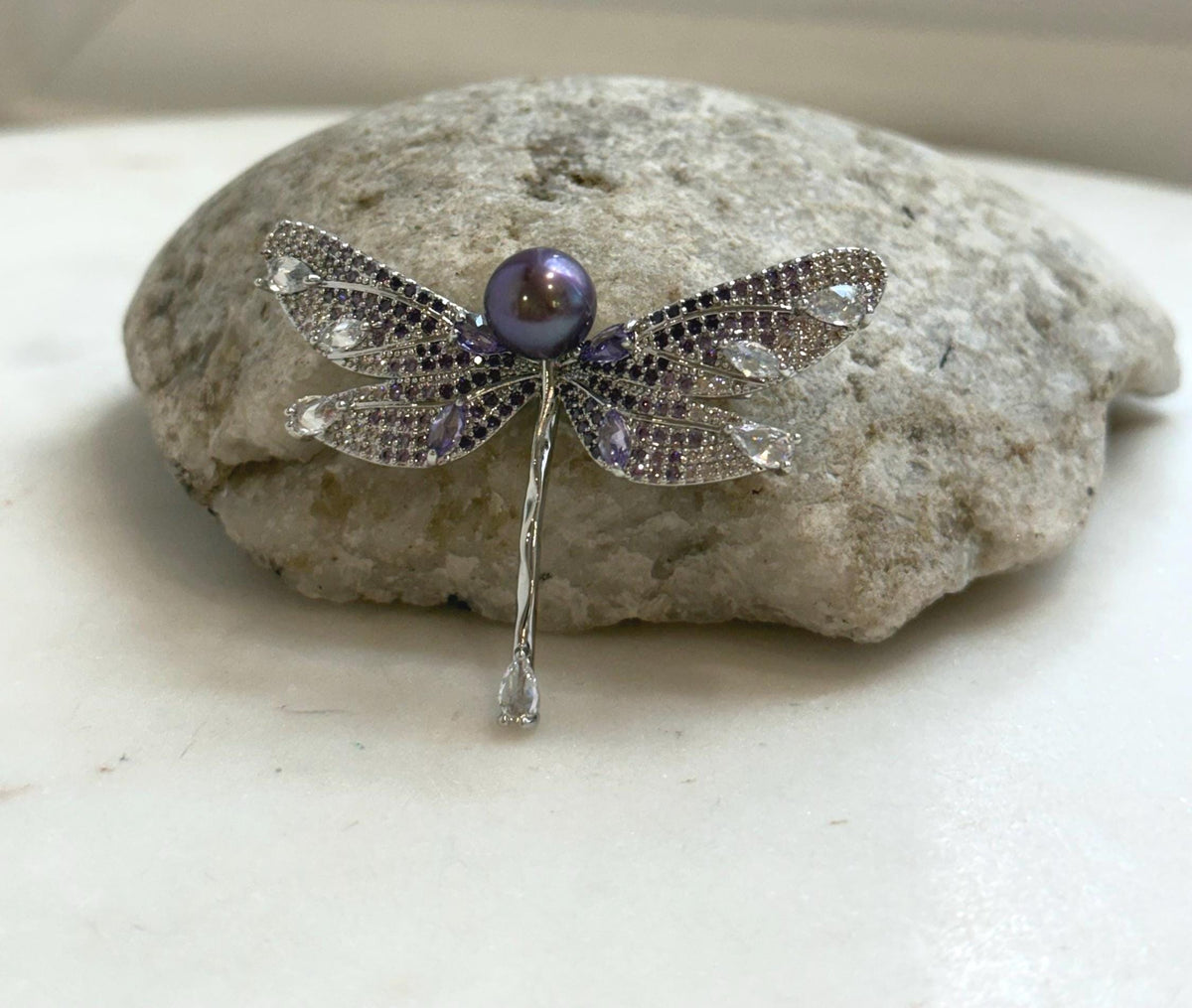 purple pearl cool fancy daily dragonfly brooch