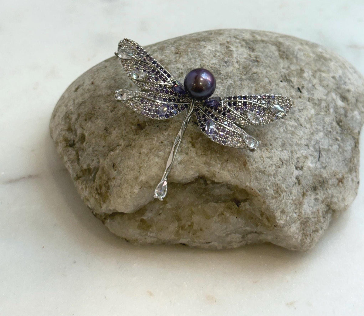 purple pearl cool fancy daily dragonfly brooch