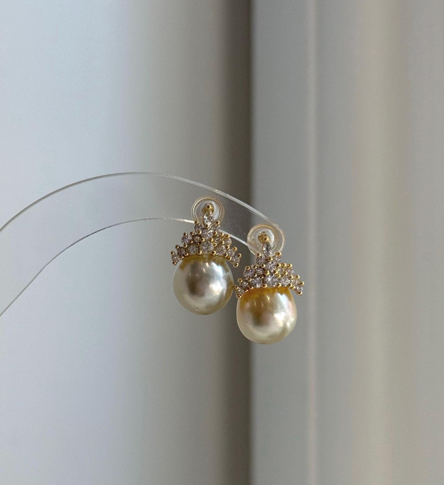 south sea champagne gold ocean pearls cool earrings for her holiday
