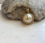 Elly’s 15.2mm Huge South Sea Golden ocean Pearl pendant: Extreme luster mirrored. S925 silver pendant necklace set.