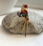 Elly’s purple plum Pearl Parrot Brooch pendant 2in1: Extreme luster mirrored, 8.1mm, 2.8x6cm