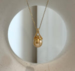 Elly’s 11.3mm South Sea deep Tea Gold ocean Drop Pearl Mermaid pendant: Extreme luster mirrored. 2.3cm high, S925 silver high quality golden pearl  pendant.