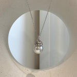 Elly’s 11.3mm Australian ocean white silver pearl cool Pendant: Extreme luster, 2.2cm high, S925 silver pendant.