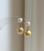 Elly’s 5.7-9.4mm South sea golden ocean White freshwater Pearls Earrings: Extreme luster Mirrored, 2.2cm high, S925 silver earrings.