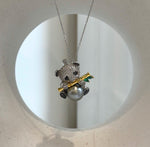 Elly’s 10.4mm Tahitian platinum Ocean Panda Brooch Pendant 2in1: Extreme Luster mirrored, 2.2x2.3cm