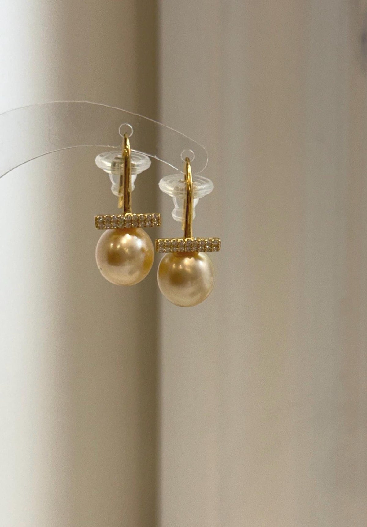Elly’s 10mm Genius South sea deep gold ocean Pearls Earrings hooks: Extreme luster, 2.5cm high, S925 silver cool earrings.
