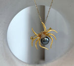 Elly’s 10.1mm Tahitian platinum Ocean Spider Brooch Pendant 2in1: Extreme Luster mirrored, 3.5x3.5cm