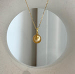 Elly’s 10.1mm South Sea deep Gold ocean Pearl pendant: Extreme luster mirrored, 1.7cm high, S925 silver pendant.