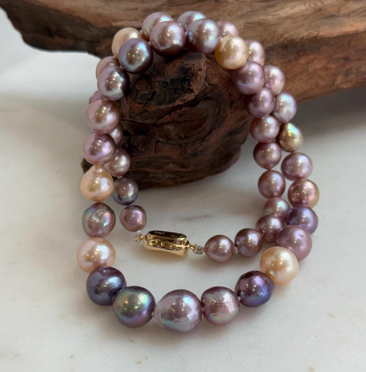 multicolor Edison pearls necklace strand for her birthday