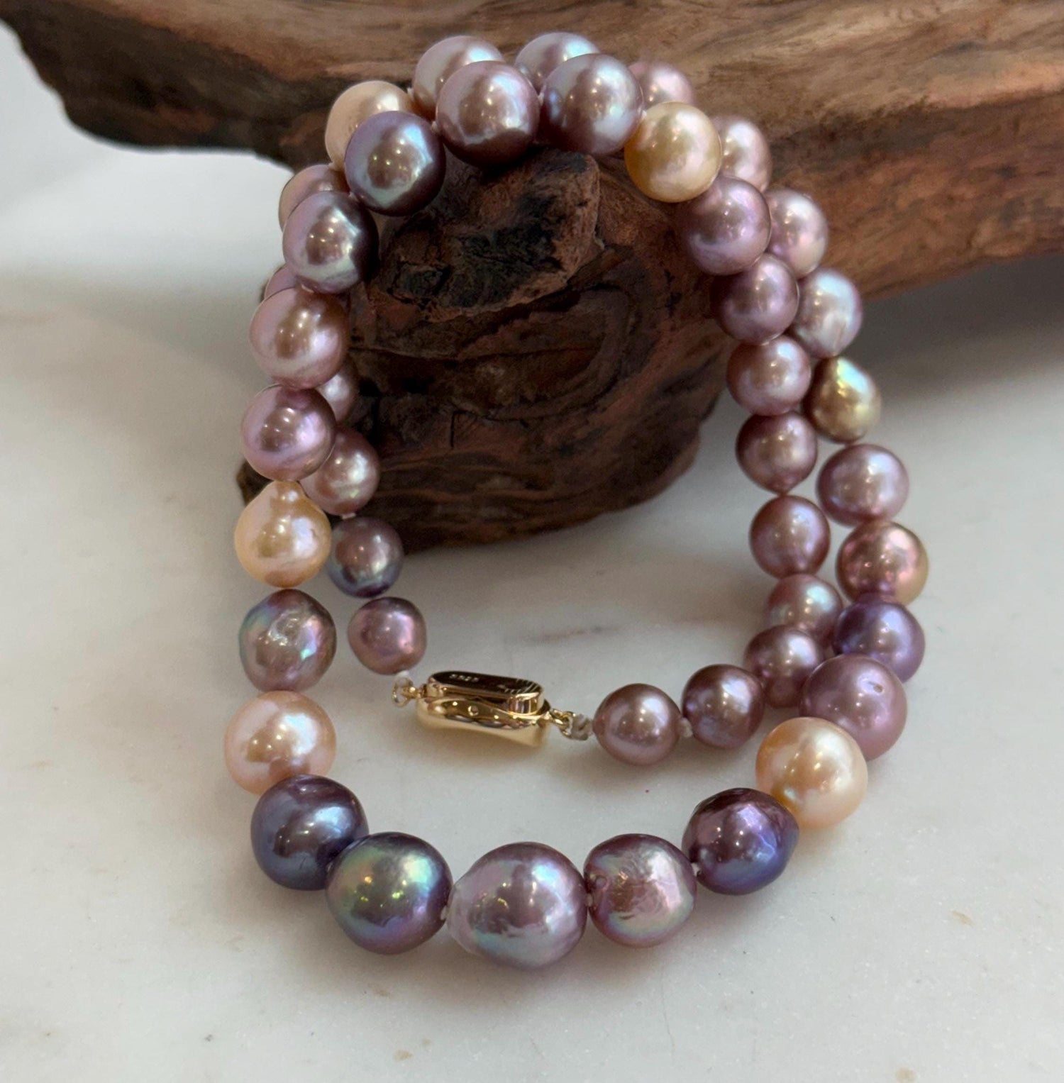 multicolor Edison pearls necklace strand for her birthday