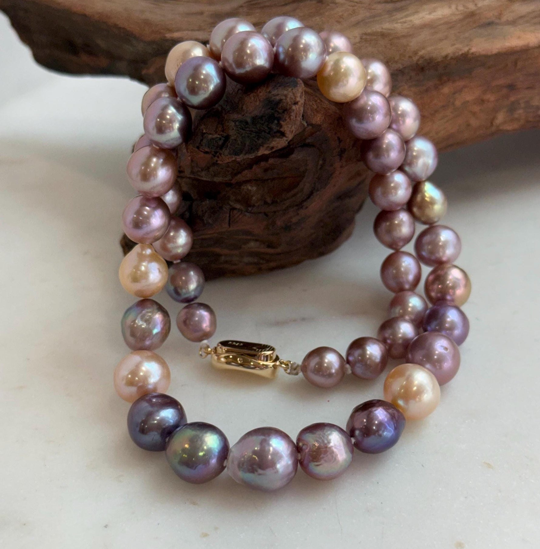 multicolor Edison pearls necklace strand for her birthday