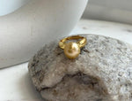 Elly’s 11.4mm South sea deep tea golden ocean pearl Ring: Extreme luster mirrored, S925 silver with gold plated adjustable Vintage Ring.