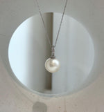 Elly’s 12.7mm Australian ocean silken white pearl cool Pendant: Extreme luster, 2.2cm high, S925 silver pendant.