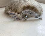 Elly’s 8.5mm Tahitian platinum blue Ocean feather Brooch Pendant 2in1: Extreme Luster mirrored, no chain.