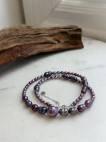 Elly’s 4.6-8.3mm Purple Pearls Necklace Strand: Extreme luster mirrored, 19.7”, S925 silver necklace.