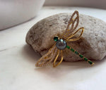 Elly’s 9.6mm Tahitian platinum hunter Ocean dragonfly Brooch Pendant 2in1: Extreme Luster mirrored, 6.2x4.5cm, no chain.