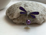 Elly’s purple Pearl Dragonfly Brooch pendant 2in1: Extreme luster mirrored, 8.8mm