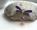 Elly’s purple Pearl Dragonfly Brooch pendant 2in1: Extreme luster mirrored, 8.8mm