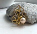 Elly’s 11.9mm Edison peach gold pearl Gourd brooch pendant 2in1: Extreme luster mirrored, 3x4cm.