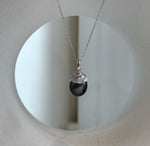 Elly’s 10.8mm Genius Tahitian black platinum Ocean Pearl Pendant: Extreme luster mirrored, 2.2cm high, S925 silver minimalist pendant.