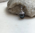 Elly’s 10.8mm Genius Tahitian black platinum Ocean Pearl Pendant: Extreme luster mirrored, 2.2cm high, S925 silver minimalist pendant.