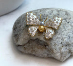 5.2-6.6mm Golden silver Freshwater Pearls butterfly Brooch Pendant 2in1: Extreme luster,4.2x3cm.