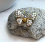 5.2-6.6mm Golden silver Freshwater Pearls butterfly Brooch Pendant 2in1: Extreme luster,4.2x3cm.