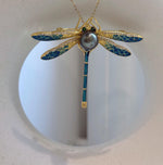 Elly’s 10mm Tahitian peacock green Ocean Dragonfly Brooch Pendant 2in1: Extreme Luster mirrored, 6x7.5cm