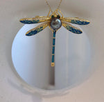 Elly’s 10mm Tahitian peacock green Ocean Dragonfly Brooch Pendant 2in1: Extreme Luster mirrored, 6x7.5cm