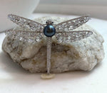 Elly’s peacock teal Tahitian ocean Pearl Dragonfly Brooch Pendant 2in1: Extreme luster, 9.6mm, 7x5cm.