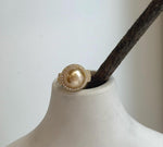 Elly’s 11mm South sea deep gold ocean pearl Ring: Extreme luster mirrored, S925 silver with gold plated adjustable Vintage Ring.