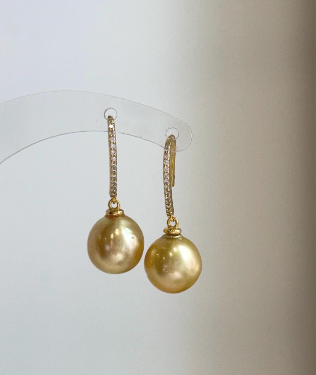 south sea golden ocean pearls sterling silver Earrings hooks for her daily office wear