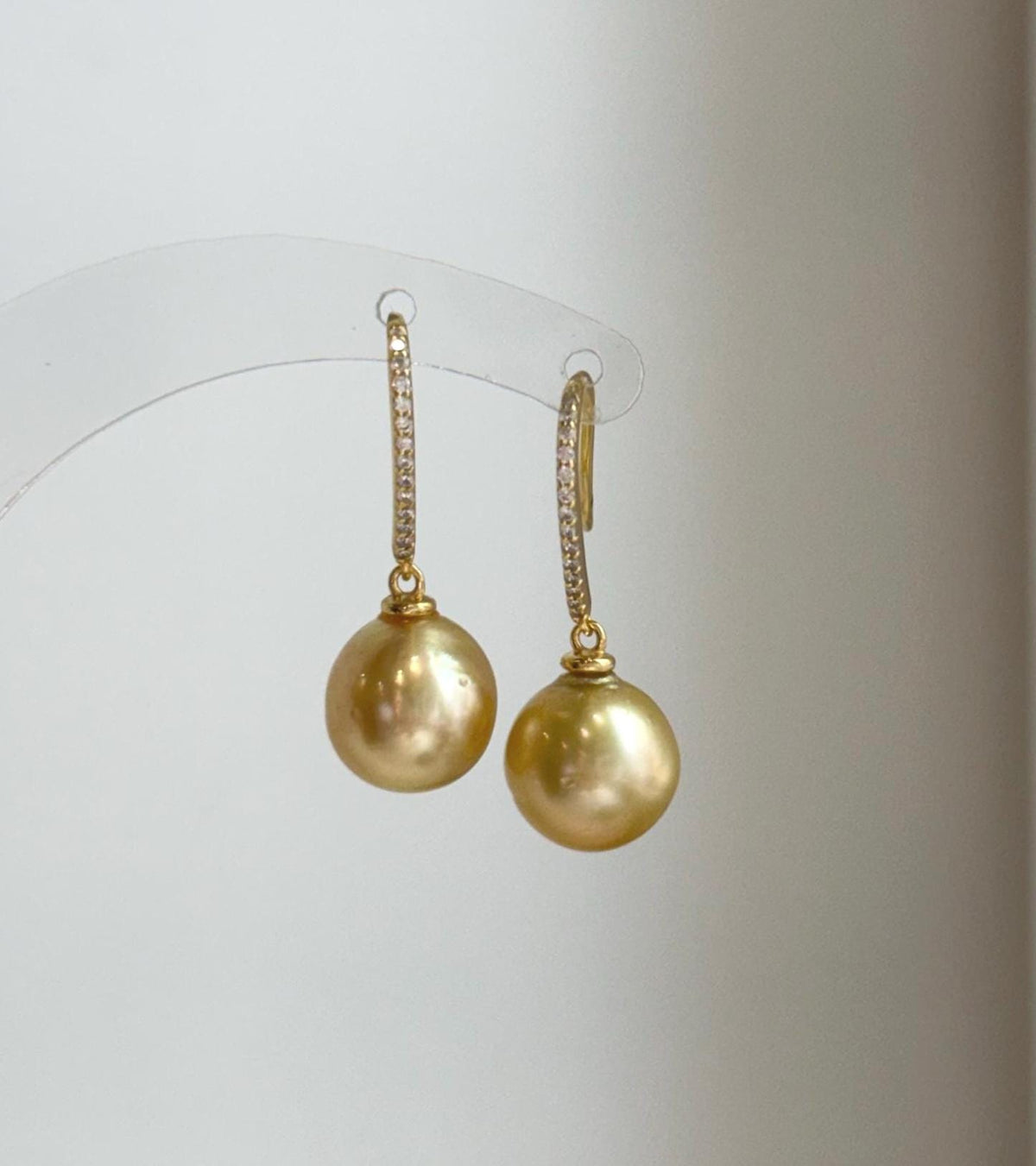 good quality south sea golden ocean pearls sterling silver Earrings hooks for her