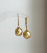 good quality south sea golden ocean pearls sterling silver Earrings hooks for her