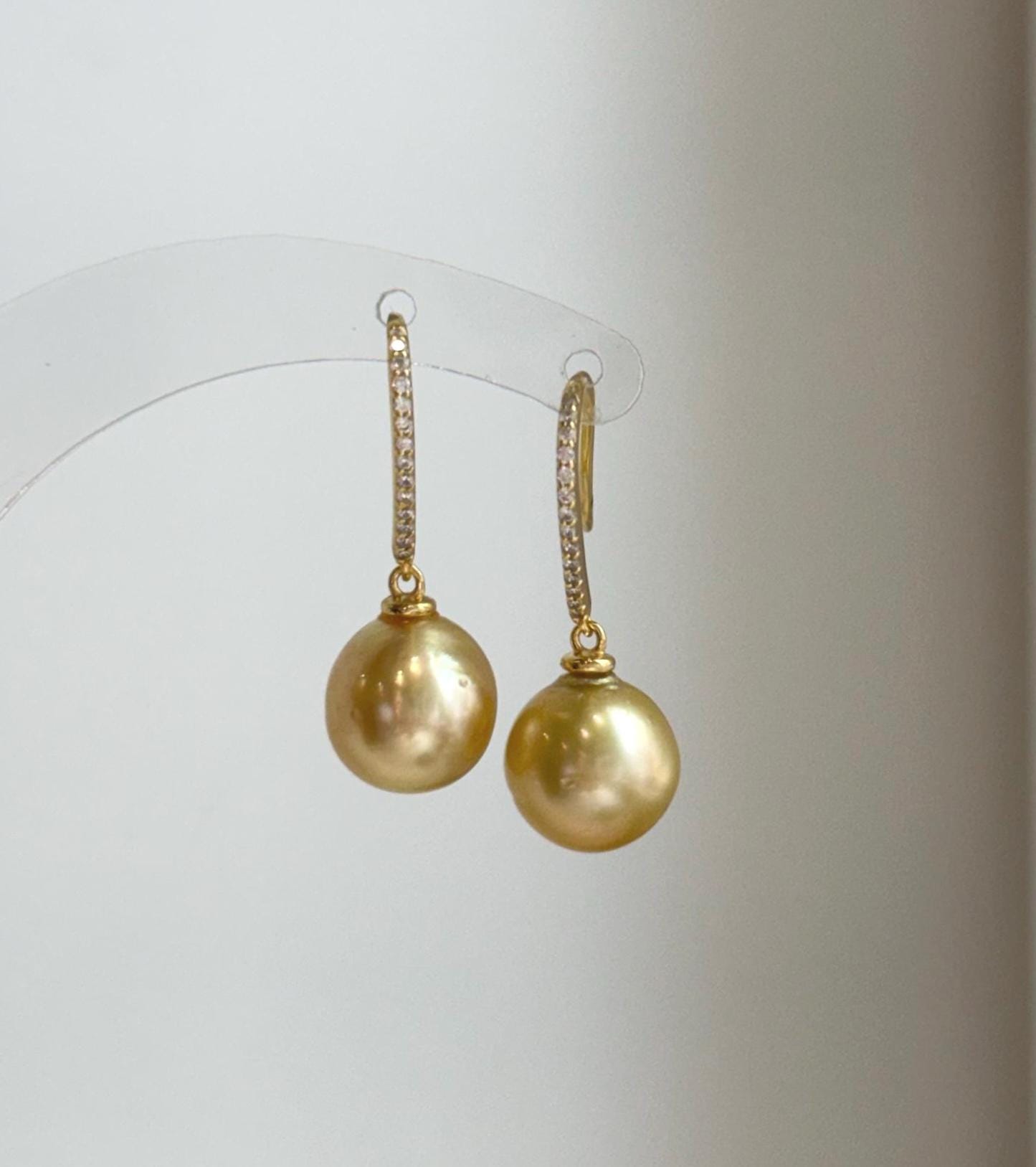 good quality south sea golden ocean pearls sterling silver Earrings hooks for her