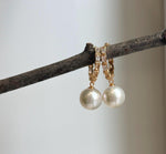 Edison white pearls stering silver earrings hoops